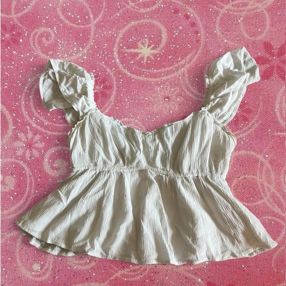Hollister Co. Babydoll White Ruffle Blouse